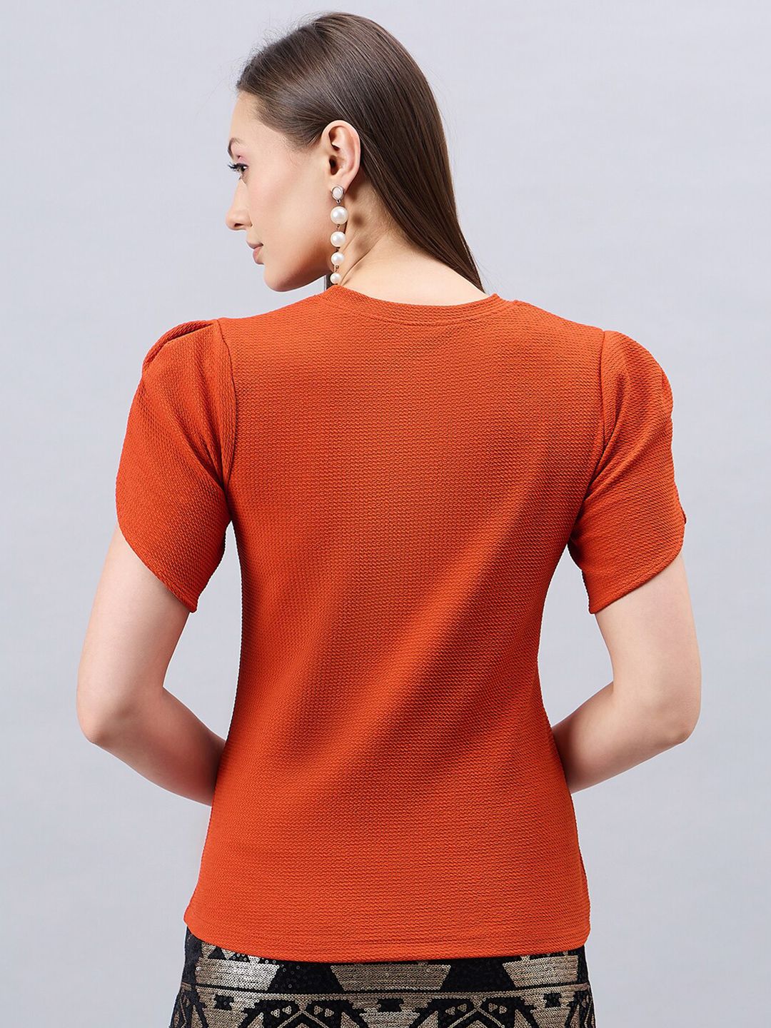 Style Quotient Brown Round Neck Regular Top