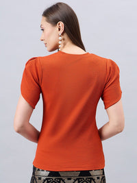 Style Quotient Brown Round Neck Regular Top