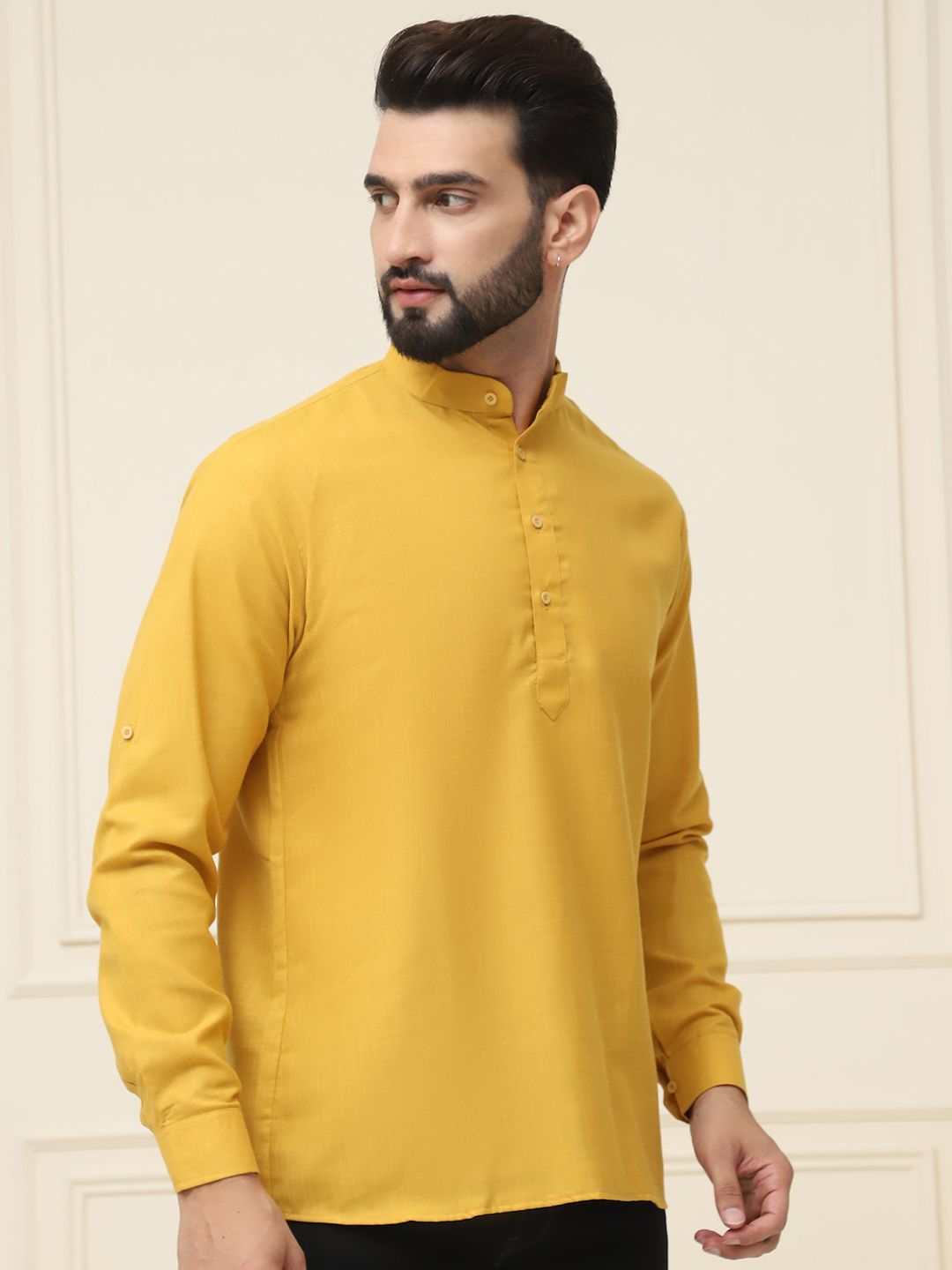 SOJANYA Men Mustard Yellow Solid Kurta