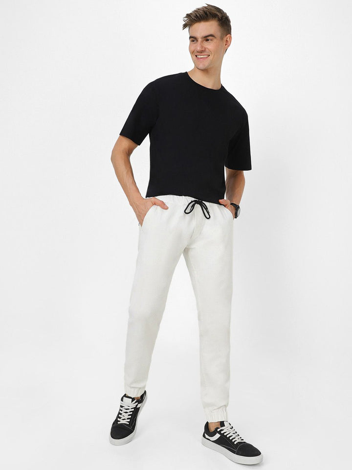 Urbano Fashion Men White Mid-Rise Clean Look Stretchable Jogger Jeans