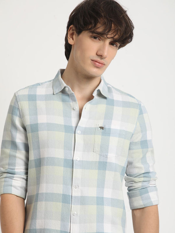 THE BEAR HOUSE Men's Checked Slim Fit Casual Shit