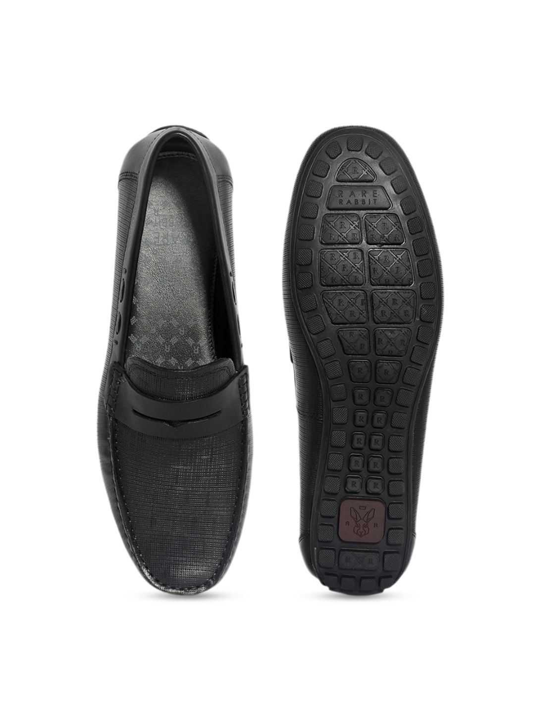 RARE RABBIT Men Saffian Textured Leather Formal Loafers