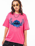 Bewakoof Women Graphic Printed Round Neck Cotton Oversized Disney T-shirt