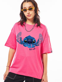 Bewakoof Women Graphic Printed Round Neck Cotton Oversized Disney T-shirt