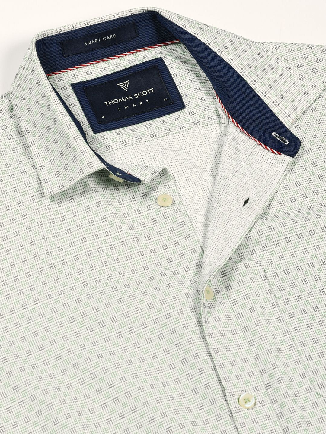 Thomas Scott Men Smart Micro Checked Spread Collar Formal Shirt