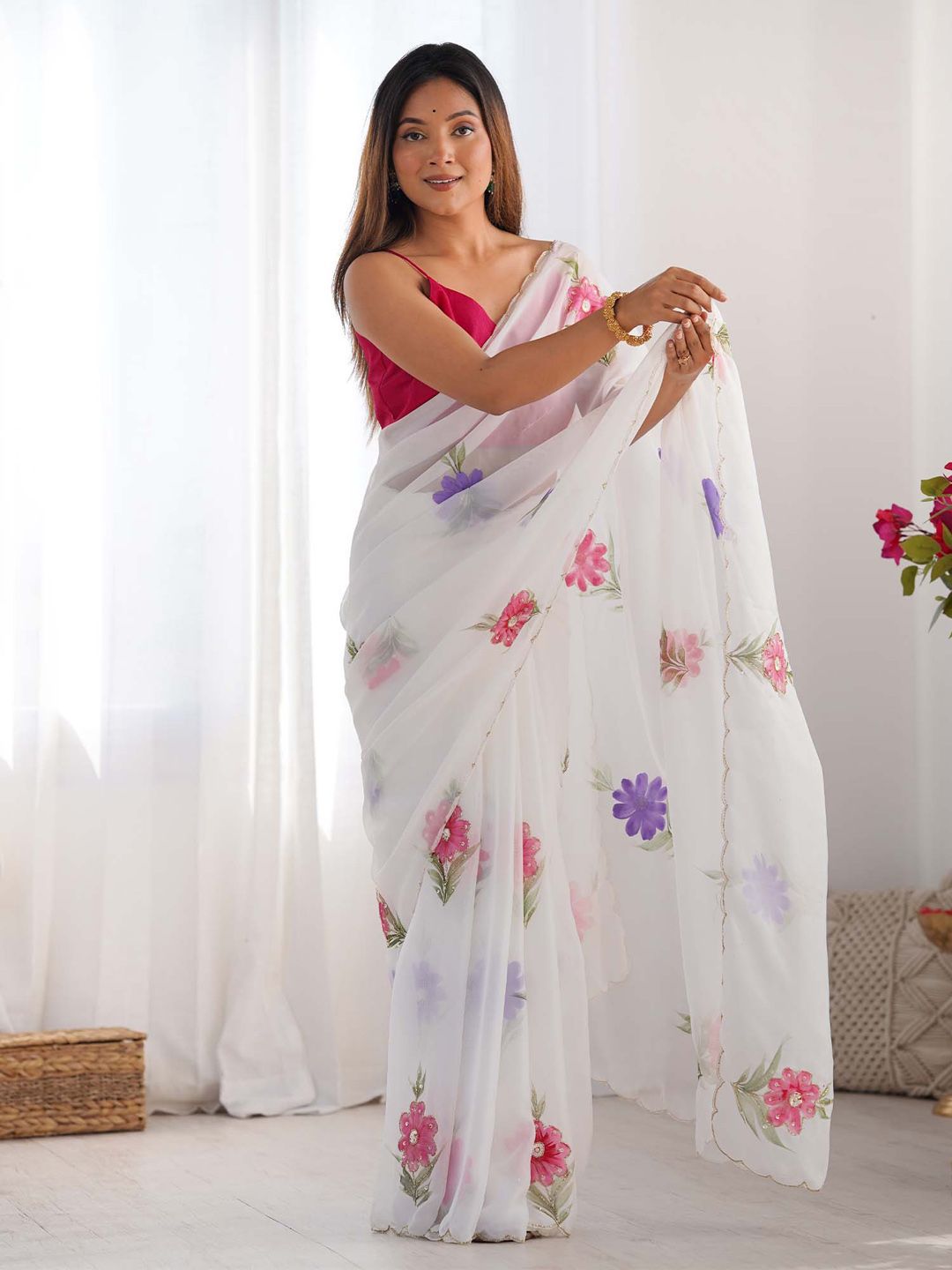 Saree mall Floral Organza Sarees