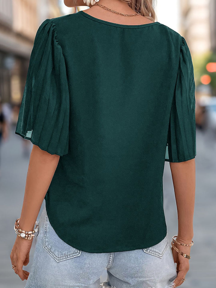 DressBerry Accordion Pleated Flared Sleeve Top