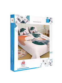 Myntra Elegant Homes Cream-Coloured & Green 300 TC King Bedsheet with 2 Pillow Covers