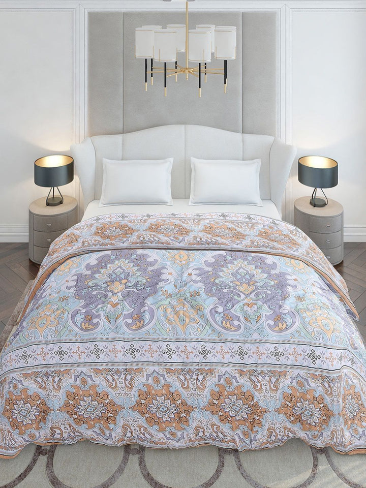 Monte Carlo Brown & White Ethnic Motifs Printed Mild Winter 210 GSM Double Bed Duvet
