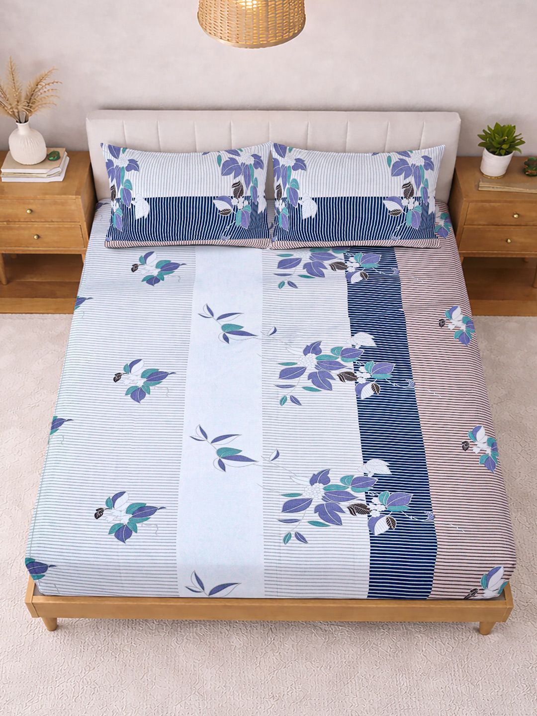 KLOTTHE Blue Floral 300 TC Cadar King