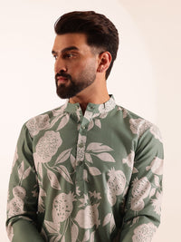 Anouk Floral Printed Mandarin Collar Short Kurta