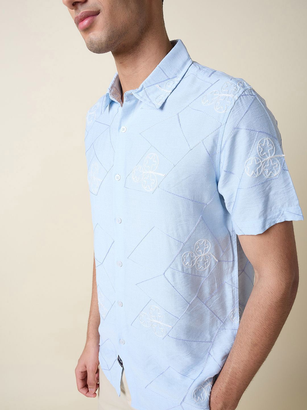 Thomas Scott Men Embroidered Regular Fit Casual Shirt