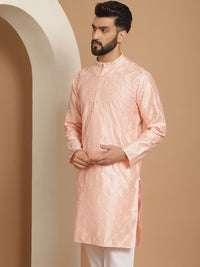 Anouk Men Pink Geometric Thread Work Kurta