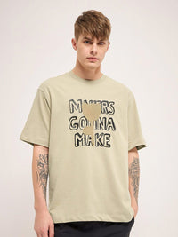THE BEAR HOUSE Men Graphic Printed Round Neck Cotton Oversized T-shirt