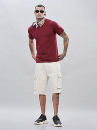 ADRO Men Solid V-Neck Cotton T-shirt