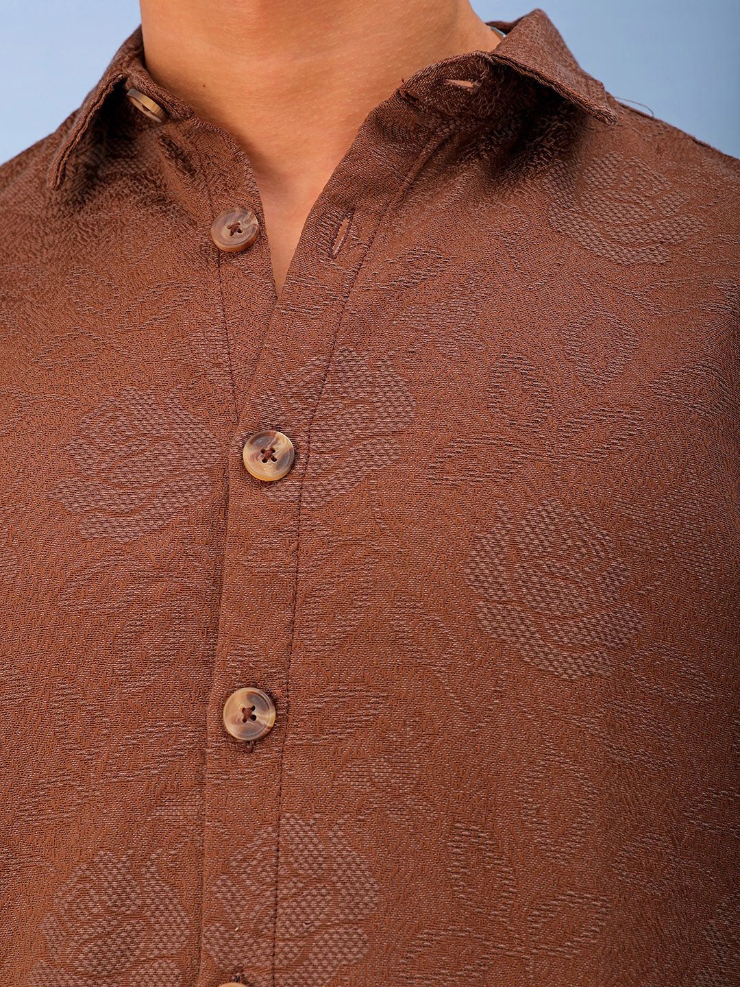 The Indian Garage Co Men Relaxed Fit Dobby Textured Resortwear Shirt