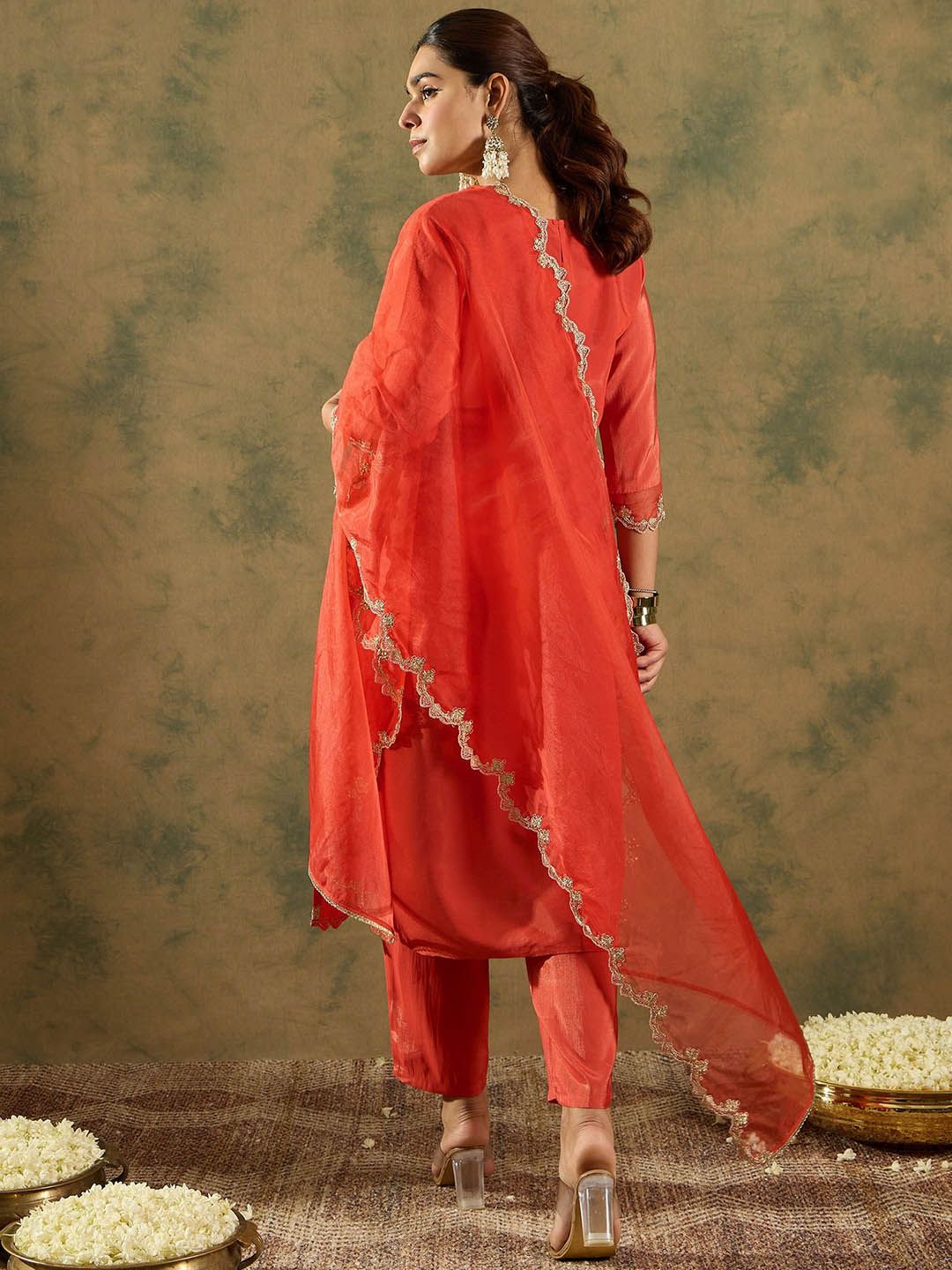 Indo Era Ethnic Motifs Embroidered Kurta With Trousers & Dupatta