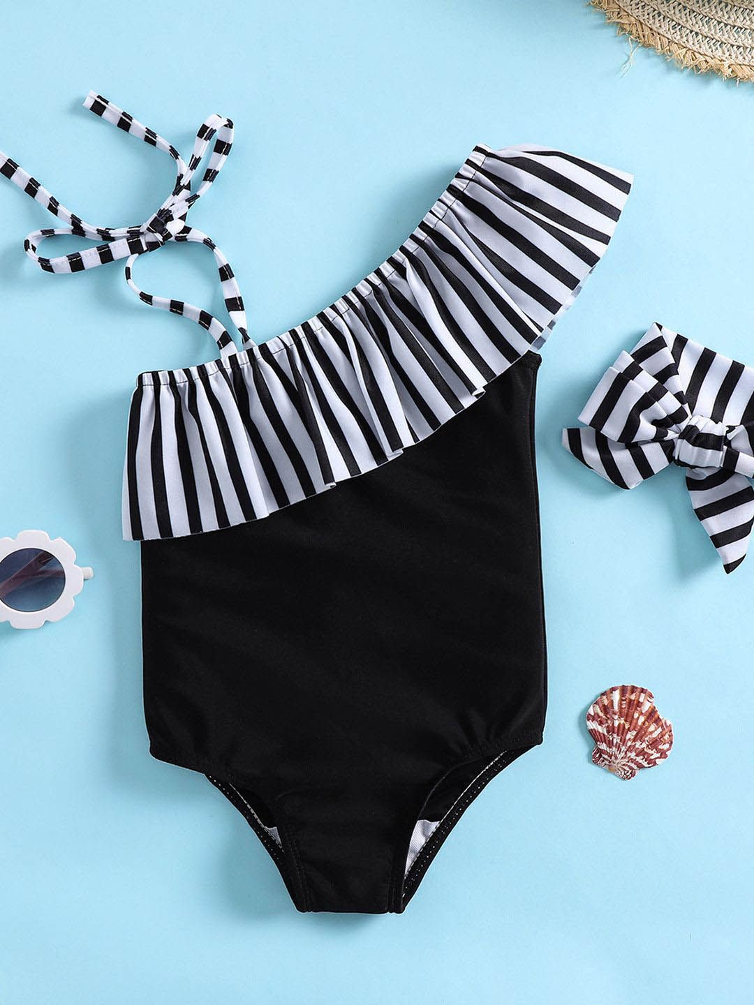 YK Girls One Shoulder Neck Bodysuit