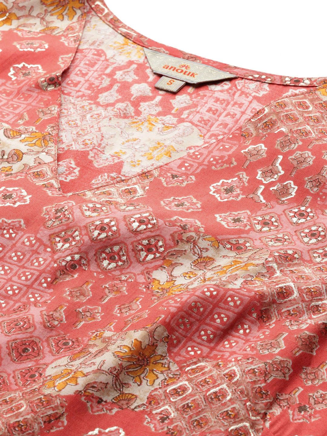 Anouk Geometric Printed Straight Kurta
