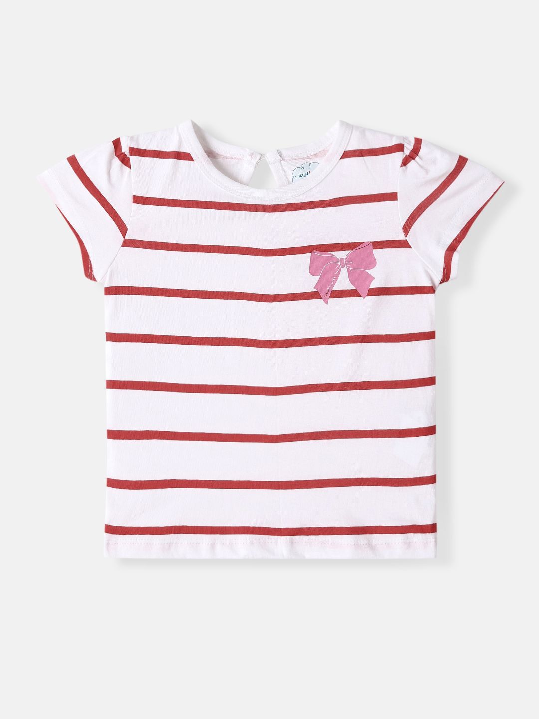 Nauti Nati Girls Pack Of 2 Bio Finish Striped Round Neck Cotton T-shirts