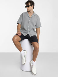 Campus Sutra Men Comfort Cuban Collar Popcorn Texture  Oversized Casual Shirt
