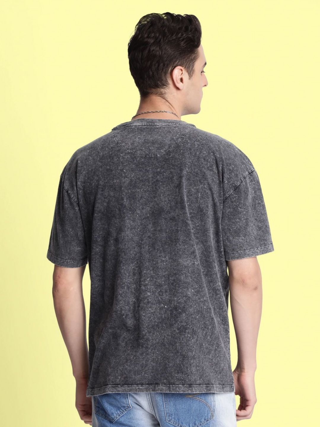 Bene Kleed Men Acid Wash Round Neck Cotton T-shirt