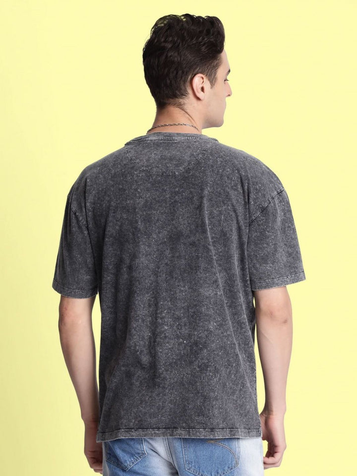 Bene Kleed Men Acid Wash Round Neck Cotton T-shirt