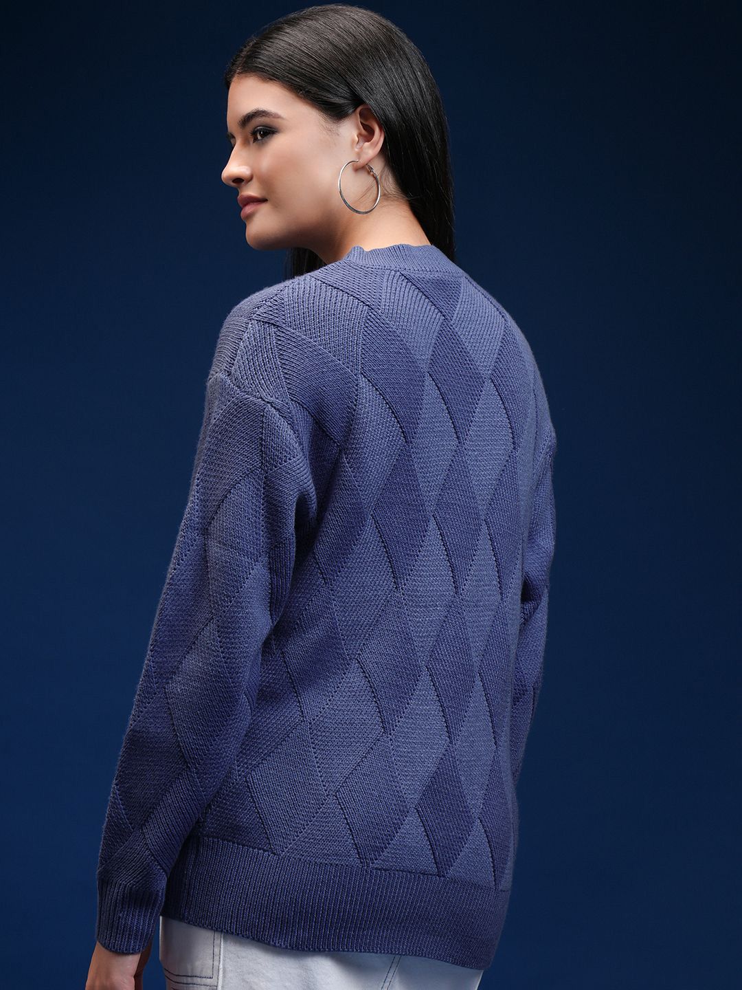Tokyo Talkies Women Self Design Cable Knit Pullover
