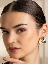 VOGUE PANASH Stainless Steel 18K Gold Plated Contemporary Drop Studs