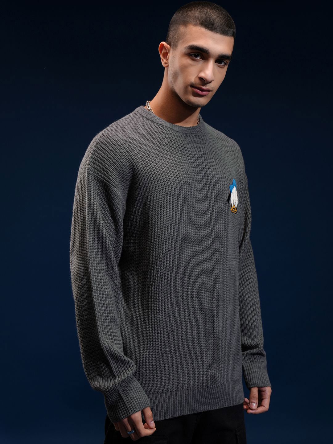 HIGHLANDER Disney Donald Duck Men Cable Knit Printed Pullover