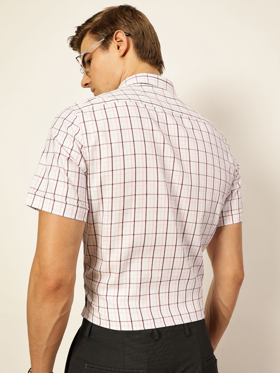 Thomas Scott Men Smart Spread Collar Tartan Checked Cotton Formal Shirt