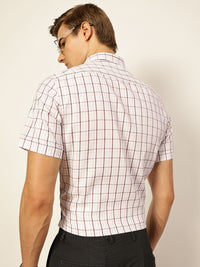 Thomas Scott Men Smart Spread Collar Tartan Checked Cotton Formal Shirt