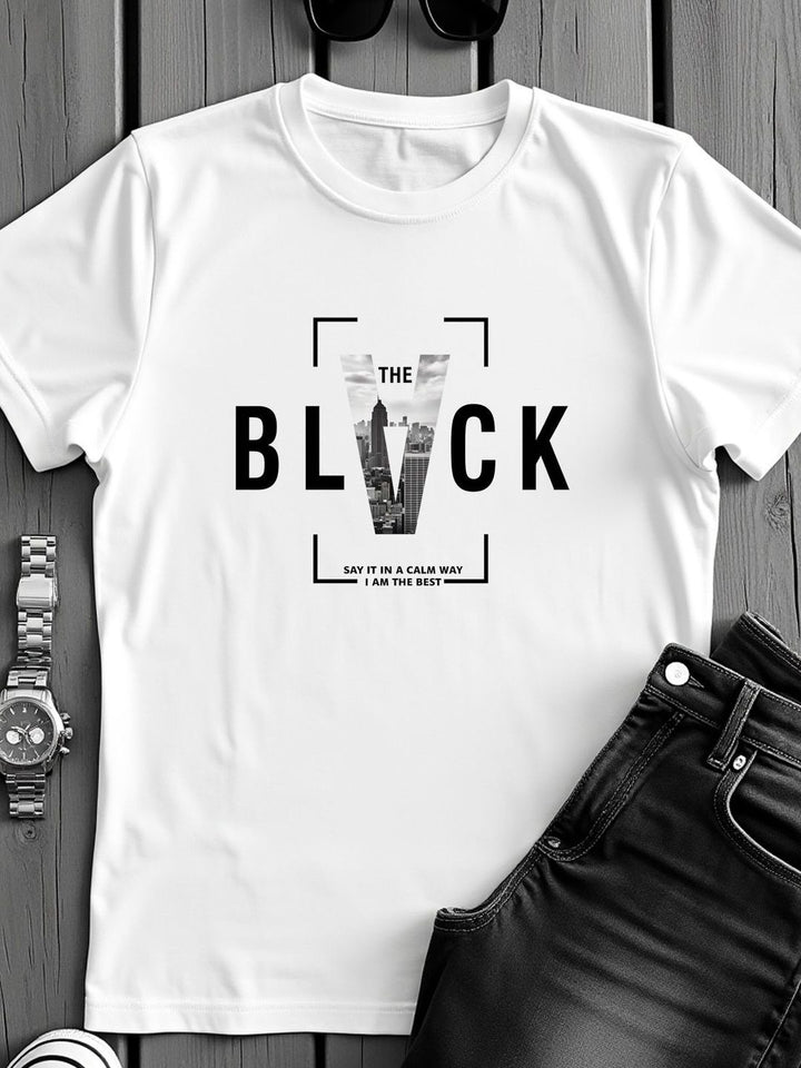 ADRO Typography Printed Short Sleeves Cotton Regular Fit T-shirt