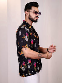 Eszett Conversational Printed Spread Collar Pure Cotton Casual Shirt