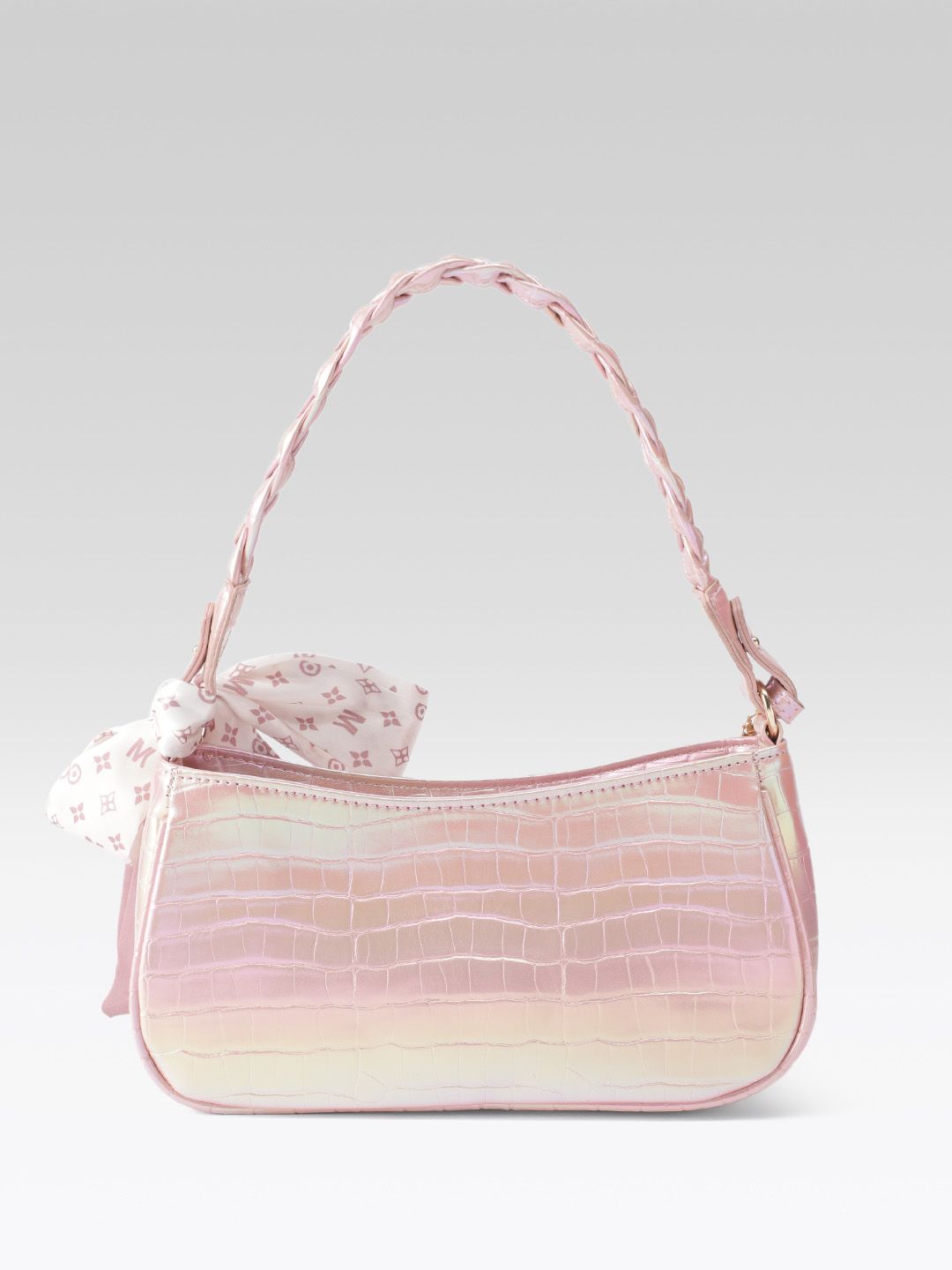 DressBerry Croc Textured Structured Shoulder Bag