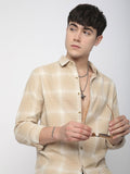VASTRADO Men Classic Slim Fit Cutaway Collar Tartan Checked Pure Cotton Casual Shirt