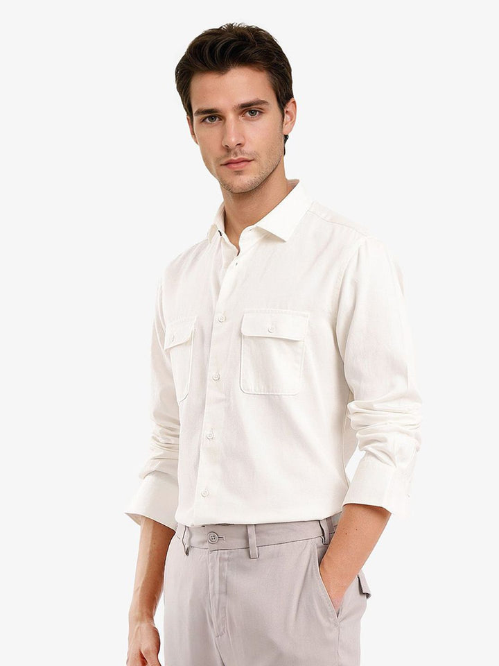 RARE RABBIT Men Comfort Spread Collar Solid Cotton Casual Shirt