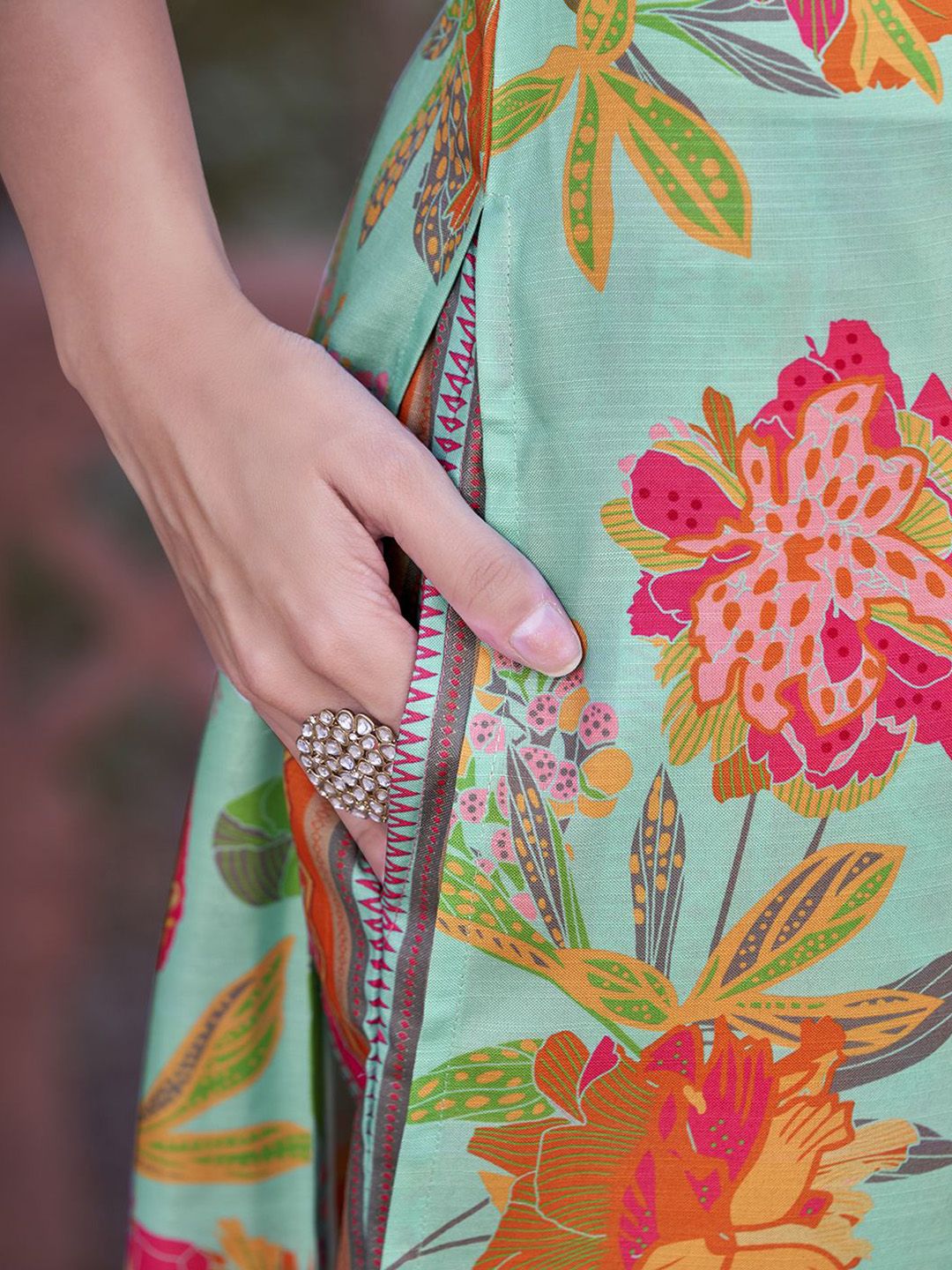 KALINI Floral Printed Kurta with Trousers & Dupatta