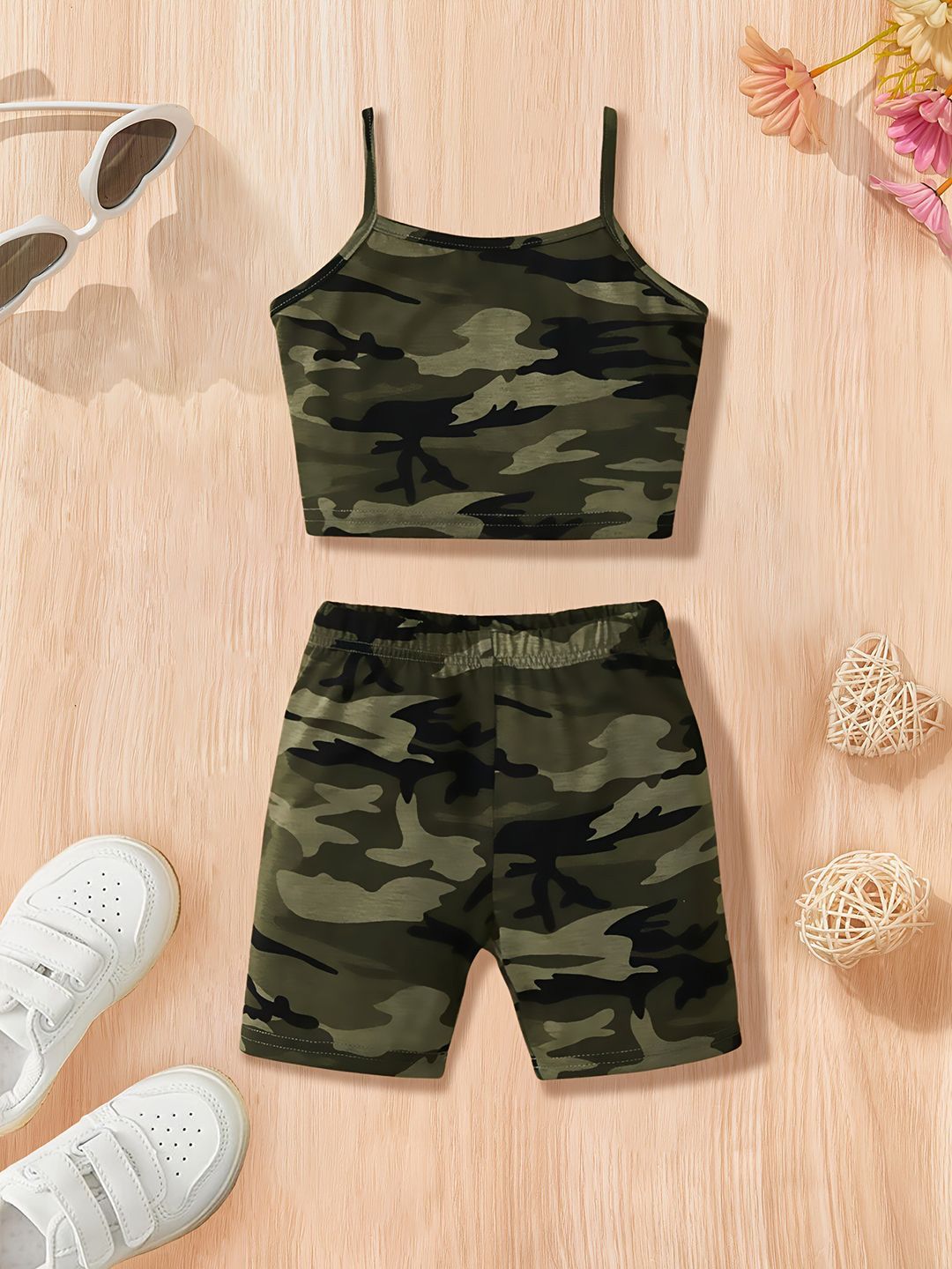 YK Girls Printed Top With Shorts