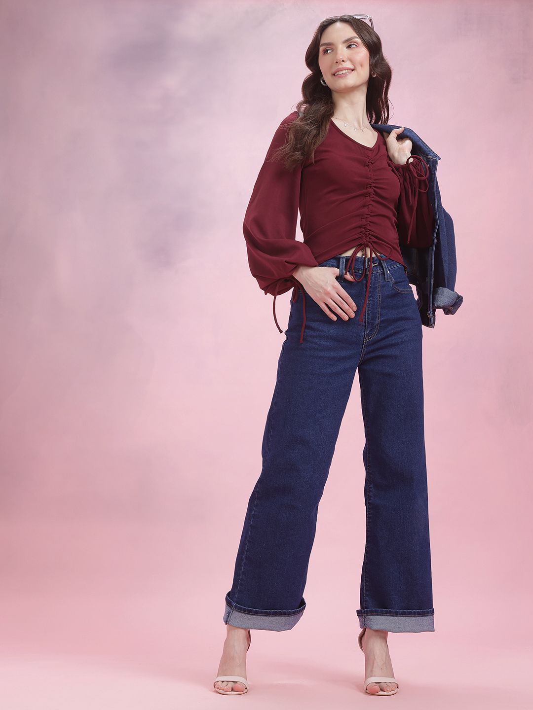 DressBerry Ruched Puff Sleeve Top