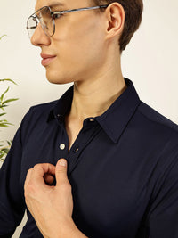 Thomas Scott Men Premium Spread Collar Solid Slim Fit Casual Shirt