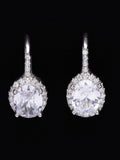 PANASH 925 Sterling Silver Bersalut Rhodium Anting-anting Bertampal CZ Solitaire