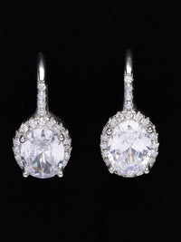 PANASH 925 Sterling Silver Bersalut Rhodium Anting-anting Bertampal CZ Solitaire