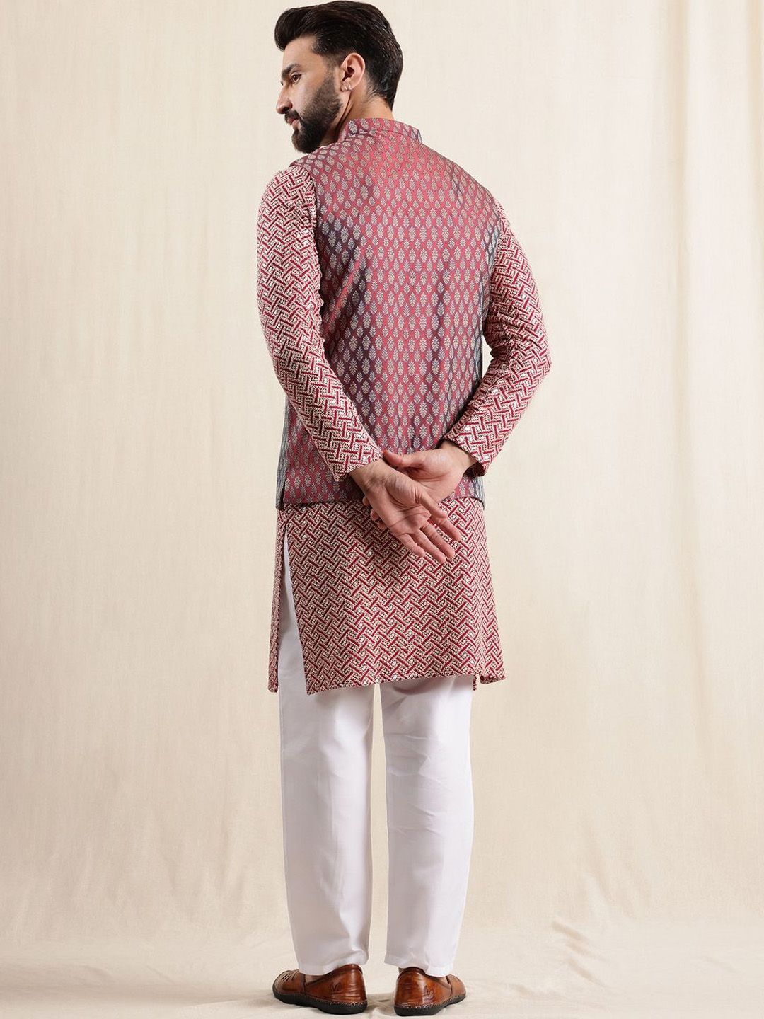 Anouk Men Ethnic Motifs Embroidered Regular Pure Cotton Kurta with Pyjamas