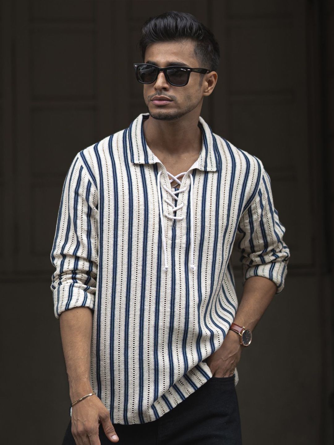 Powerlook Men Striped Spread Collar Casual Shirt