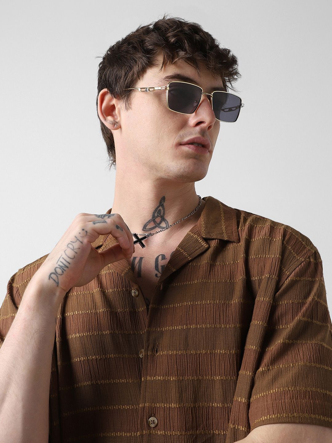 VASTRADO Men Classic Horizontal Striped Oversized Casual Shirt