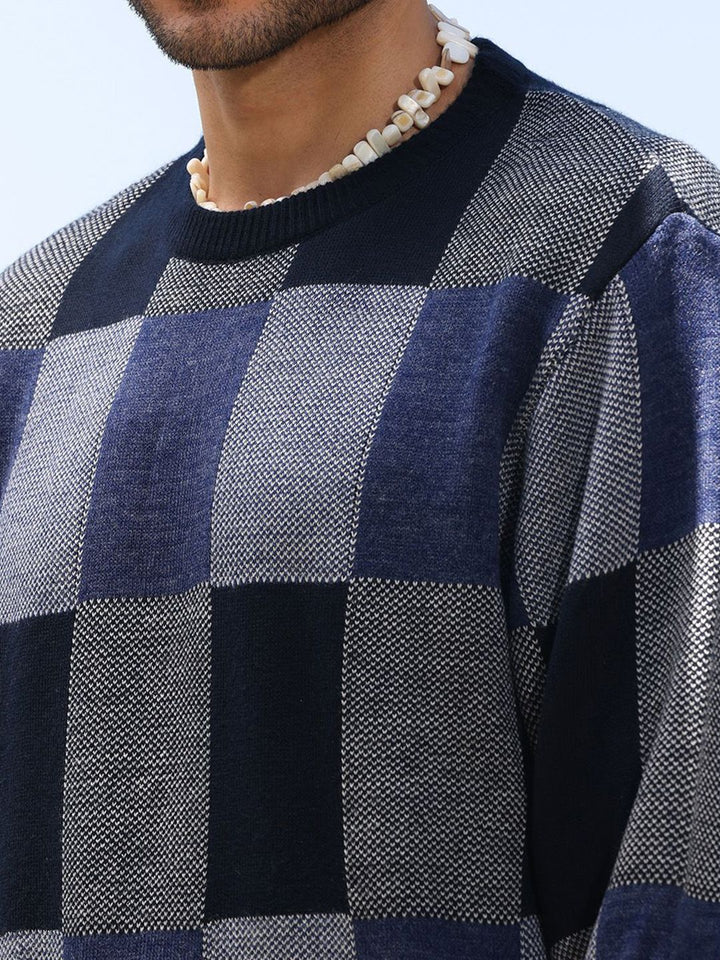Campus Sutra Men Checked Woollen Pullover