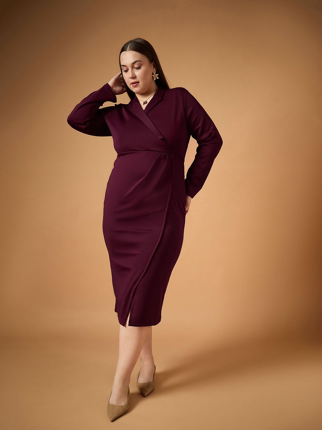 SASSAFRAS Curve Scuba Bodycon Midi Dress