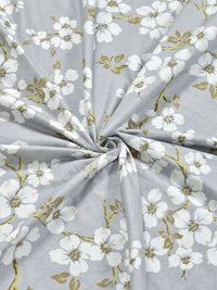KLOTTHE Grey Floral Polycotton 300 TC Single Cadar Halus dengan Sarung Bantal-89 x 59 inci