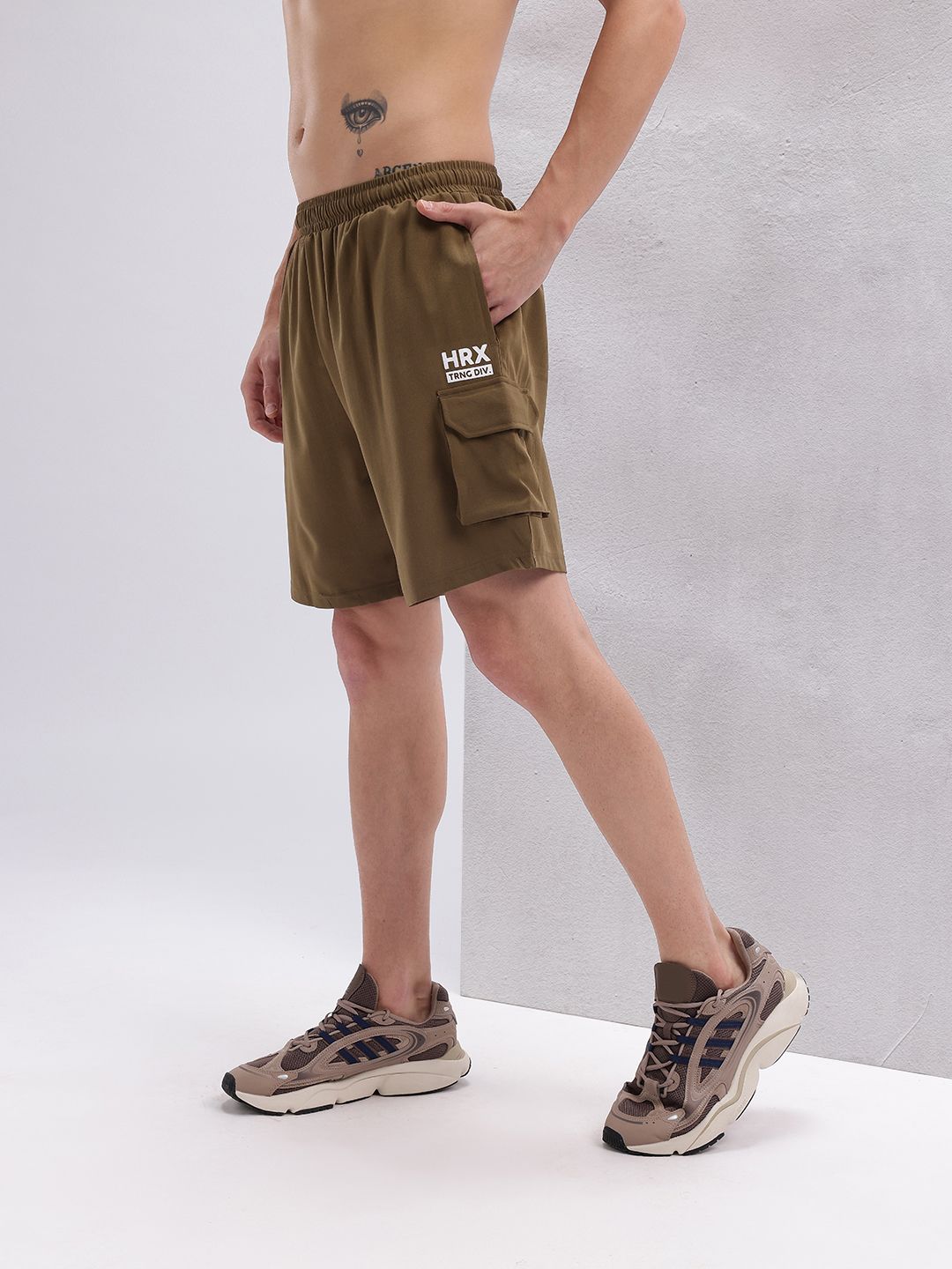 HRX by Hrithik Roshan Men Brand Logo Print Cargo-Style Training Shorts